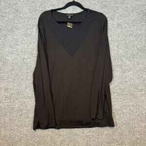 Lane Bryant Shirt Womens 22/24 Black Long Sleeve Tshirt‎ Stretch Plus Size NEW